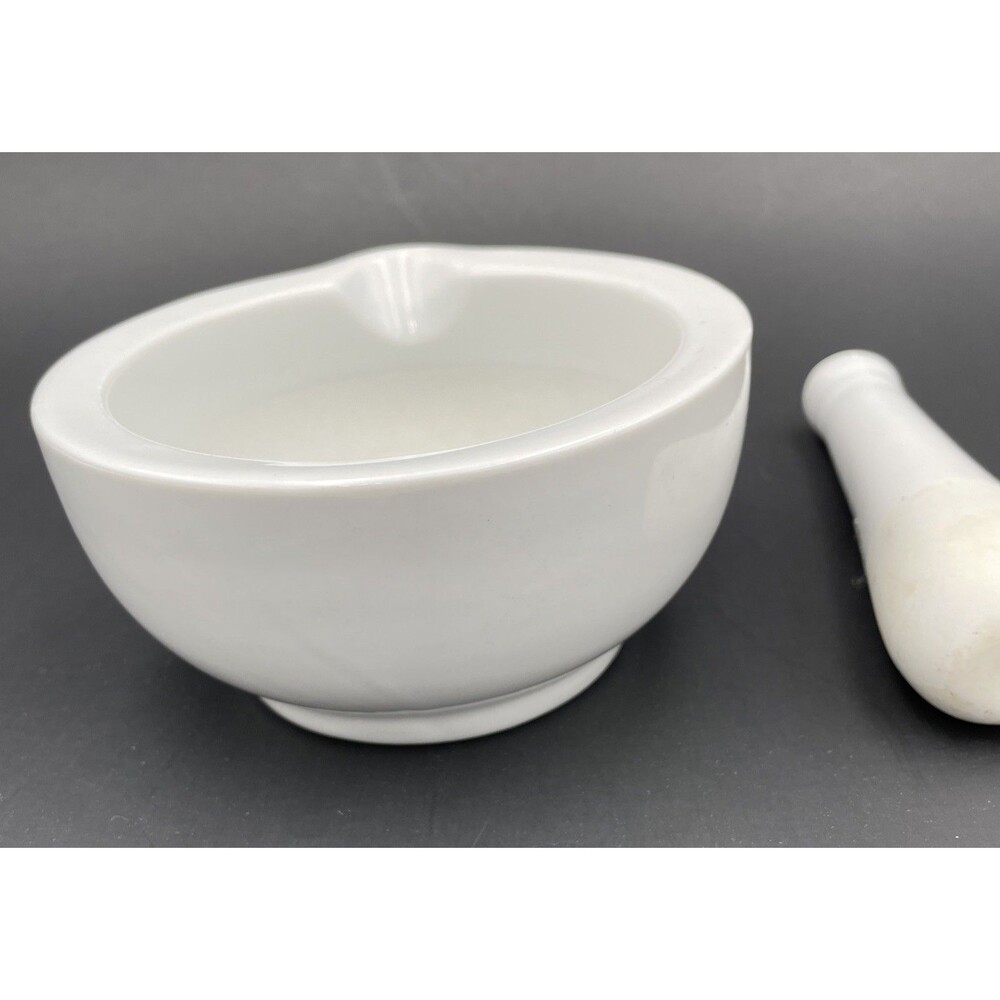 Vintage Porcelain/Ceramic Mortar and Pestle - White - Small 3.5" - Picture 6 of 9